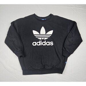 Adidas Men's Size‎ Small Black Trefoil Crew Neck Pullover Sweatshirt Y2K